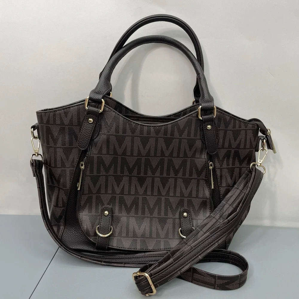 MKF Collection by Mia K Signature Fula Tote Bag Satchel Crossbody Brown